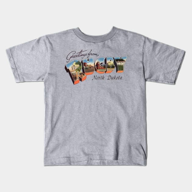 Greetings from Rugby North Dakota Kids T-Shirt by reapolo
